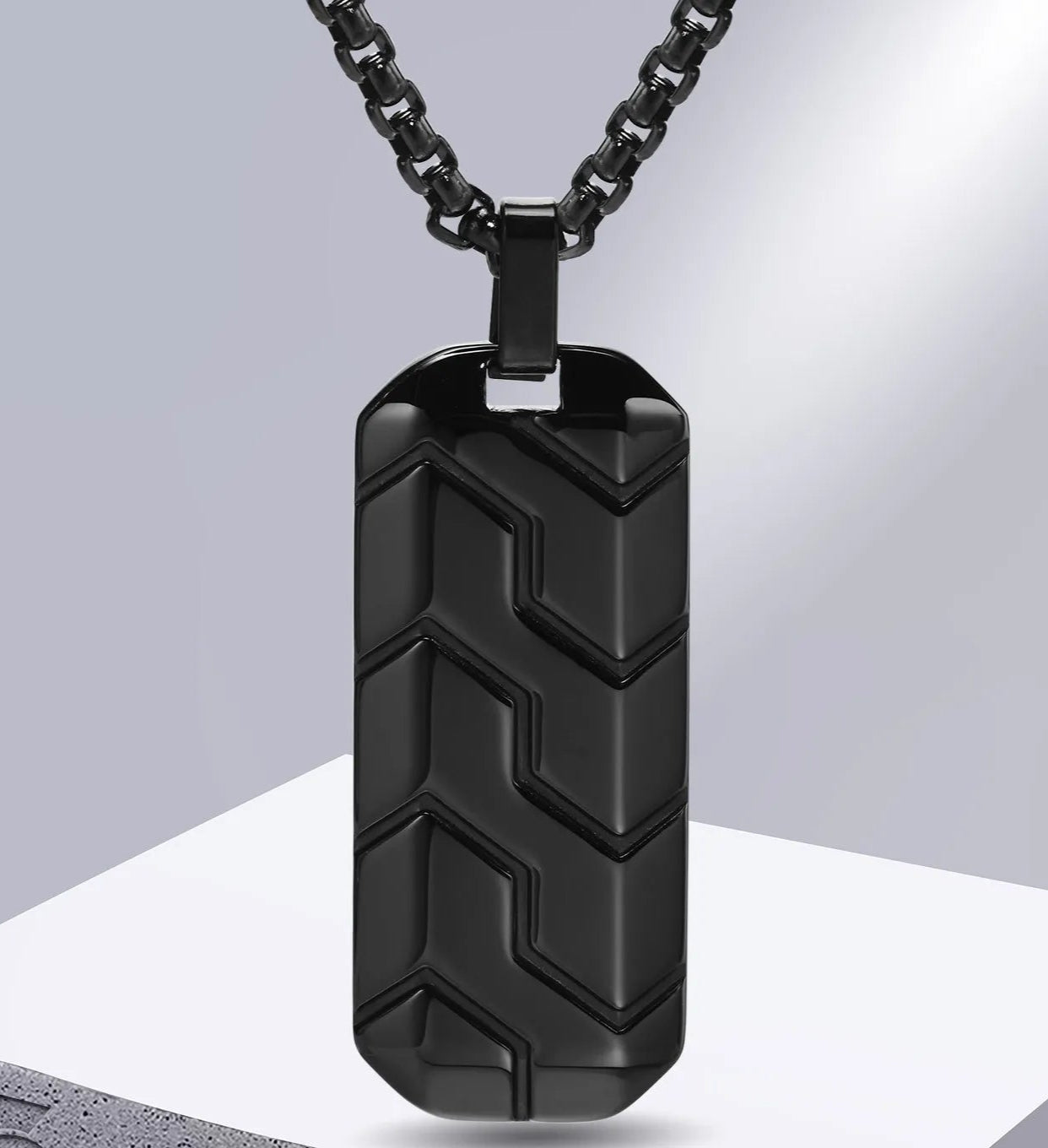 Tyre Pattern Military Army Style Dog Tag Pendant Necklace