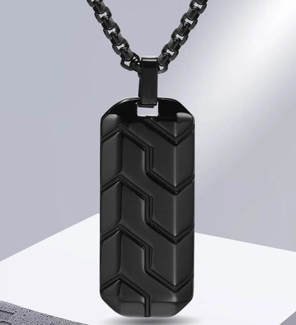 Tyre Pattern Military Army Style Dog Tag Pendant Necklace