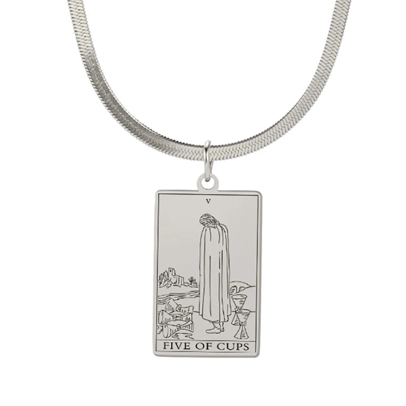Tarot Card Pendant Snake Chain Necklace