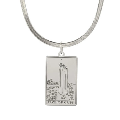 Tarot Card Pendant Snake Chain Necklace