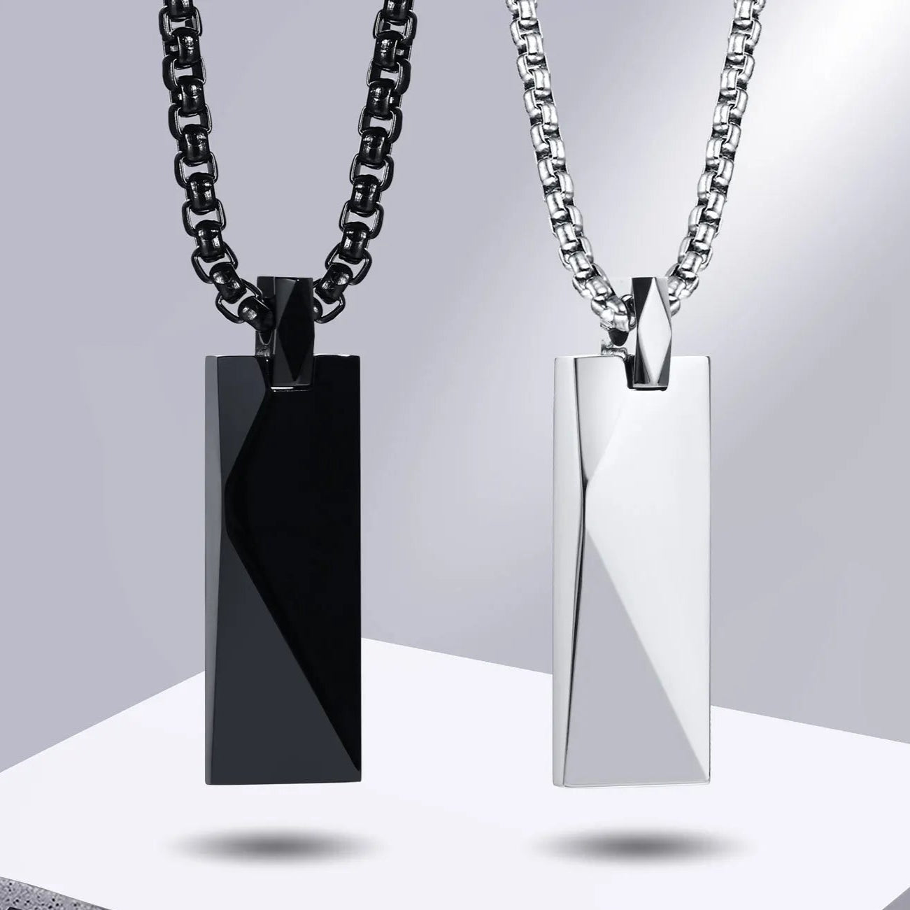 Geometric Rectangle Bar Pendant Necklace