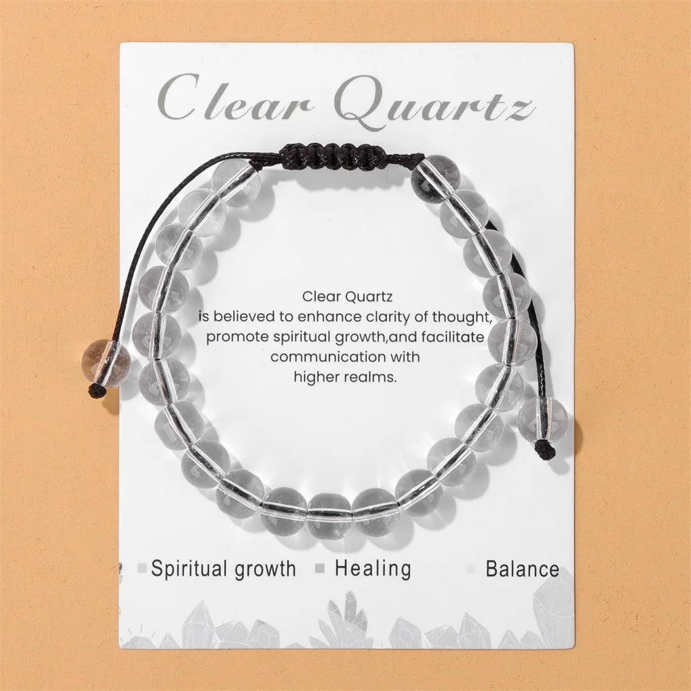Natural Stone Beads Adjustable Bracelet with Card