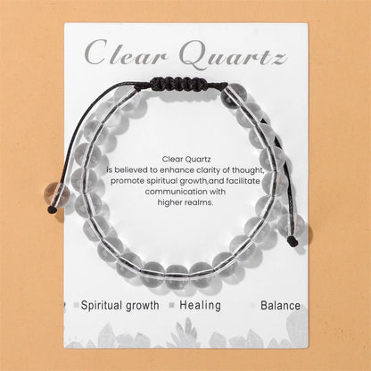 Natural Stone Beads Adjustable Bracelet with Card