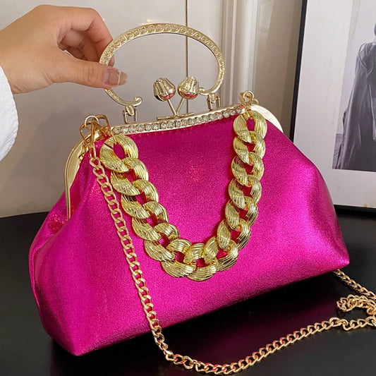 Elegant Gold Chain Clutch Bag