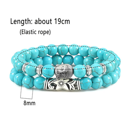 2pcs Set Natural Stone Charm Bracelet