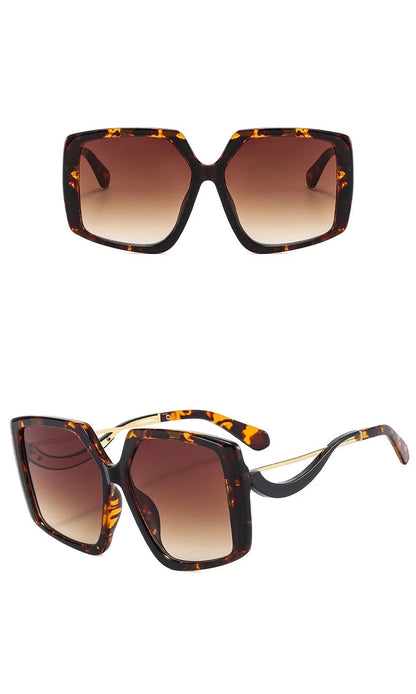 Square sunglasses shown from front and side angles on a white background.