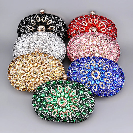 Crystal Oval Evening Clutch Bag