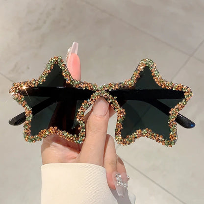 Rimless Rhinestone Star Sunglasses