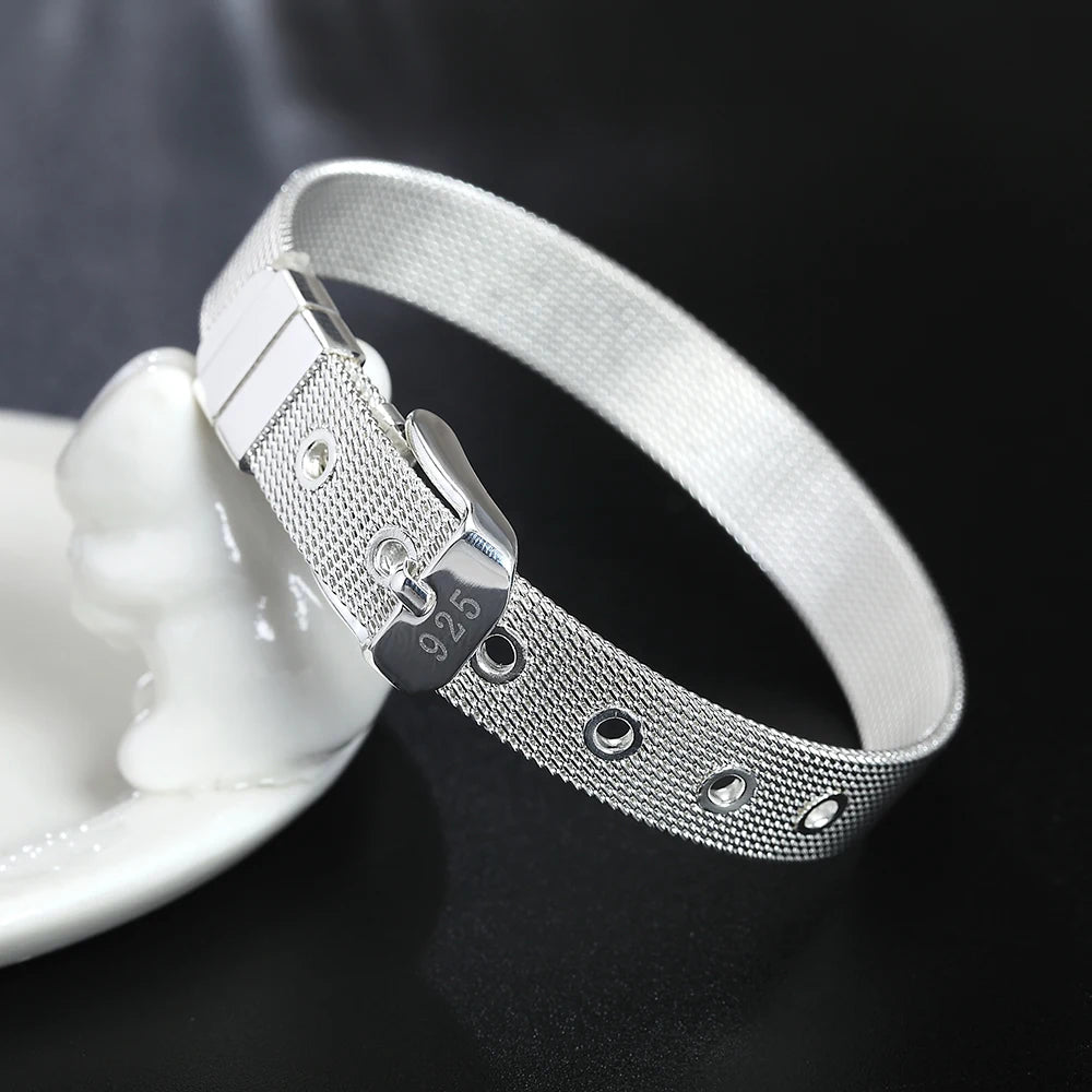 Sterling Silver Mesh Belt Buckle Bracelet
