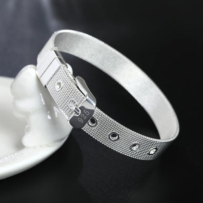 Sterling Silver Mesh Belt Buckle Bracelet