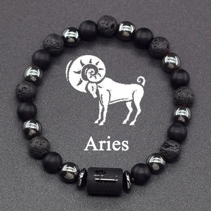 Zodiac Signs Constellation Bracelet - Black Lava