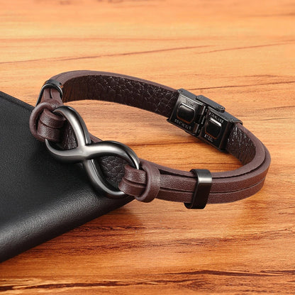 Infinity Symbol Men's Leather Bracelet