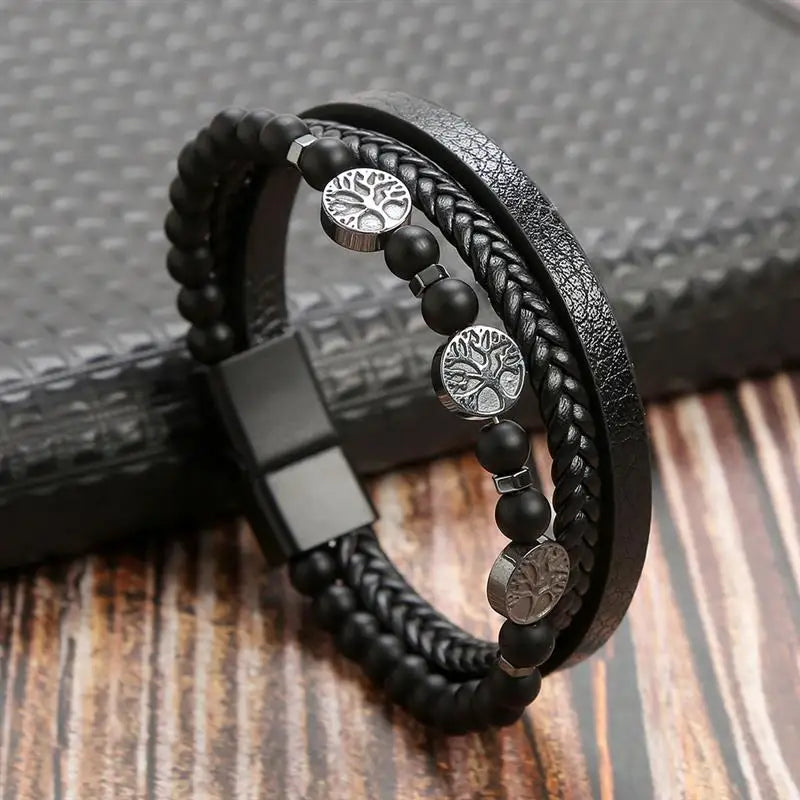 Fashion Strand Bead Leather Bracelet
