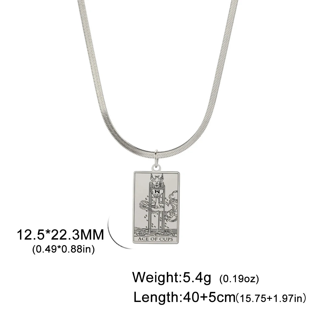 Tarot Card Pendant Snake Chain Necklace