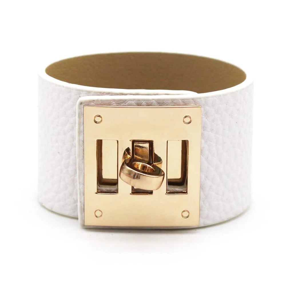 Leather Wide Wrap Bracelet