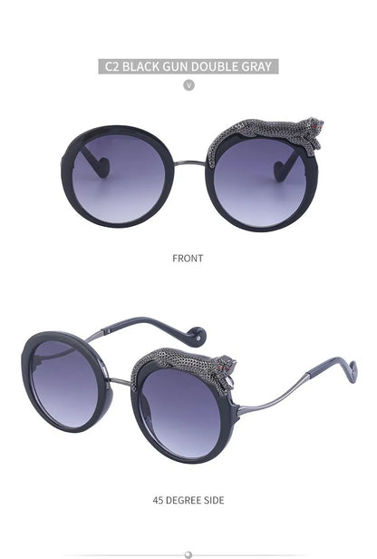 Sunglasses with decorative arms on a white background