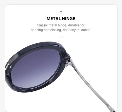 Sunglasses with a metal hinge on a white background