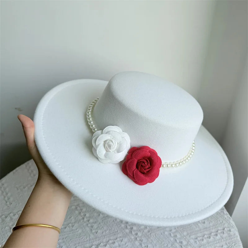 Wide Brim Roses French Fedora Hat