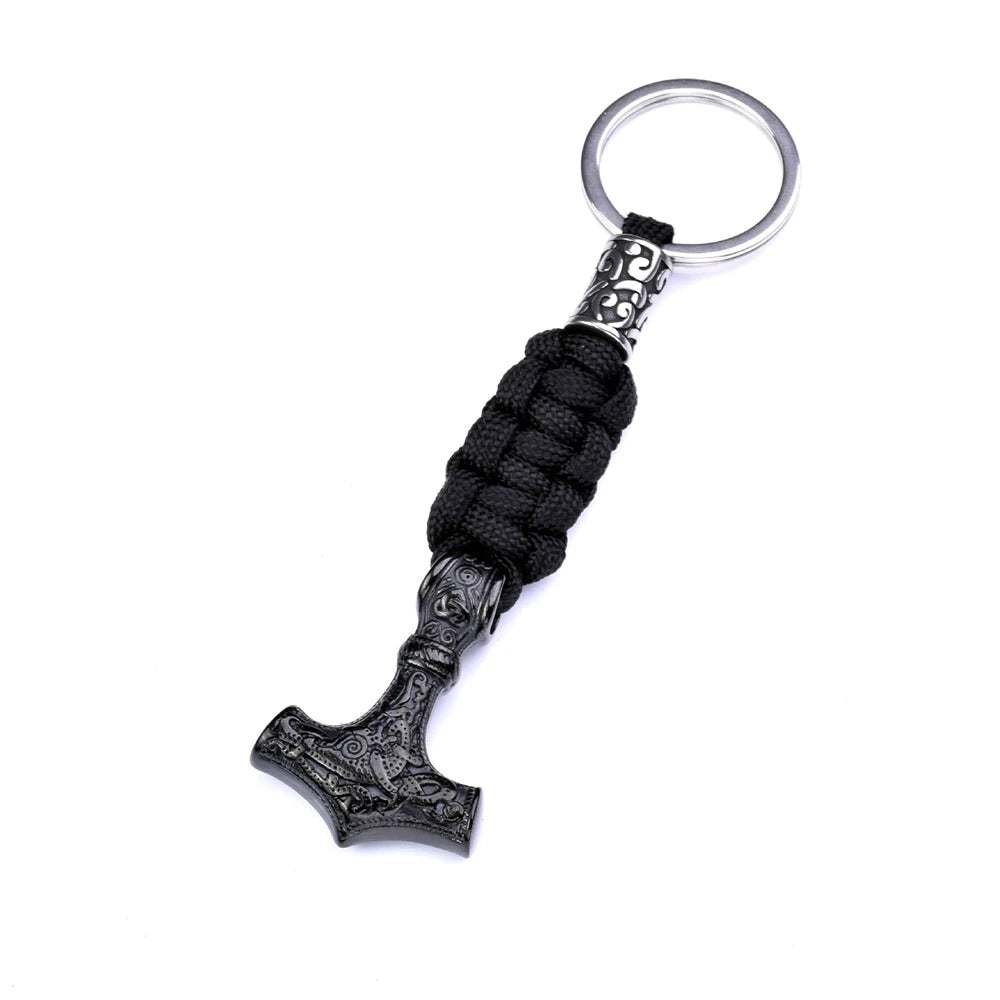 Keychain with Thor's hammer design on a white background