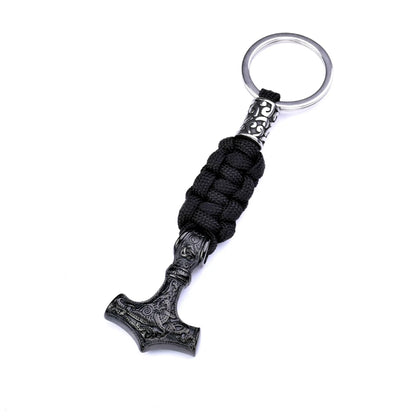 Keychain with Thor's hammer design on a white background