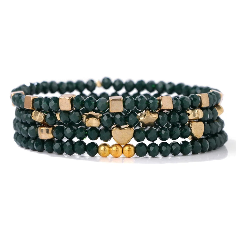 4Pcs Set Crystal Glass Bead Bracelet
