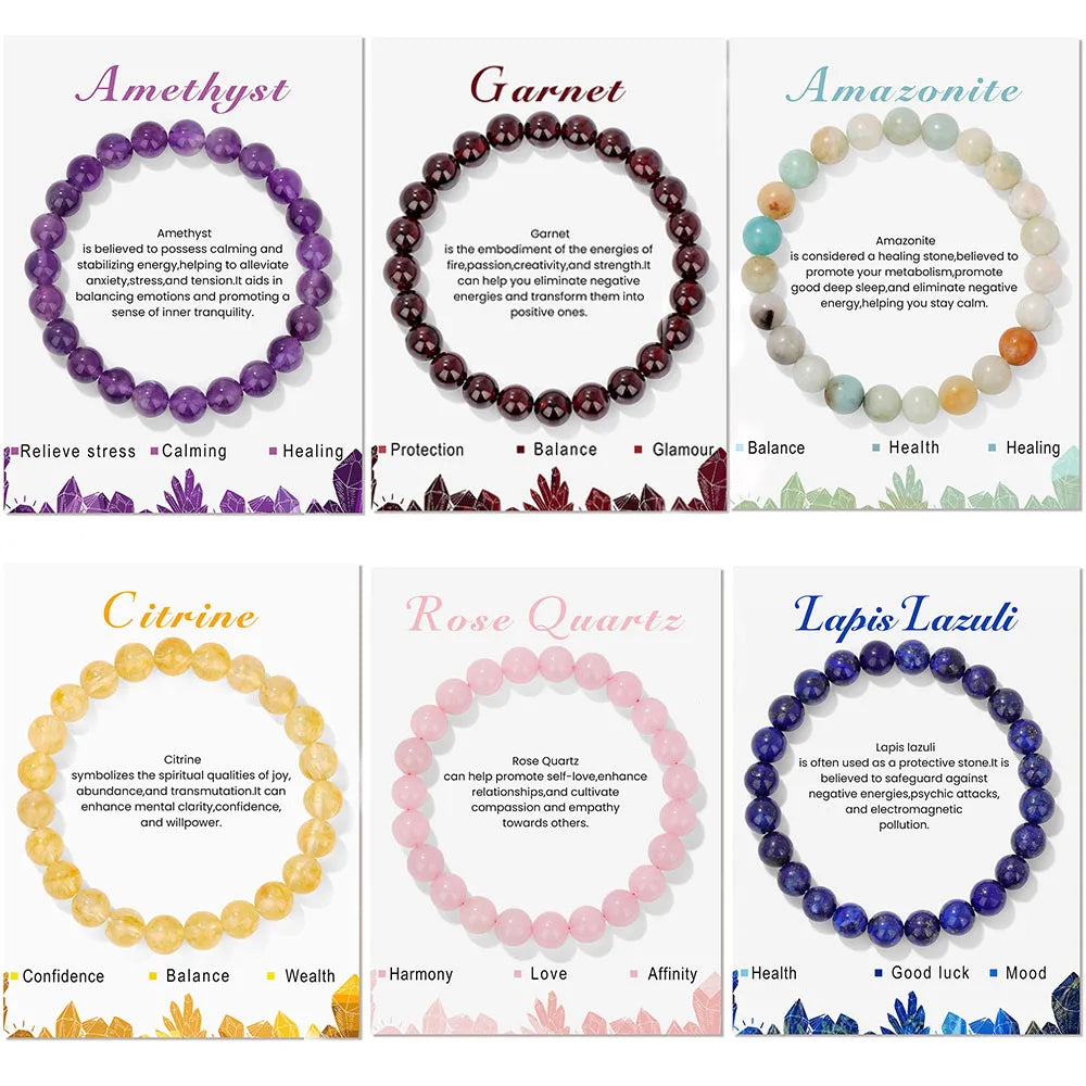 Natural Stone Beads Bracelet With Card