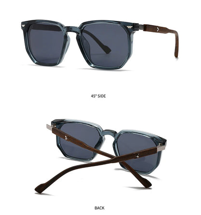 Sunglasses shown from different angles on a white background