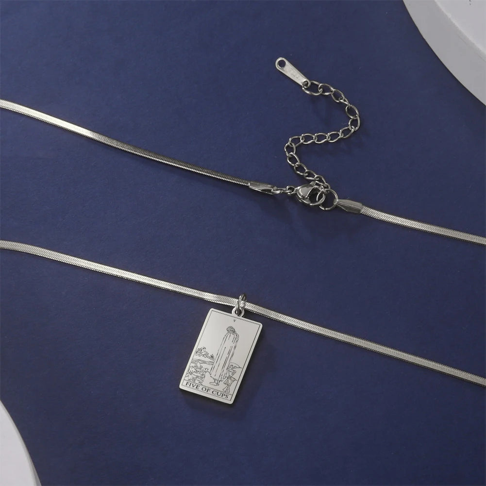 Tarot Card Pendant Snake Chain Necklace