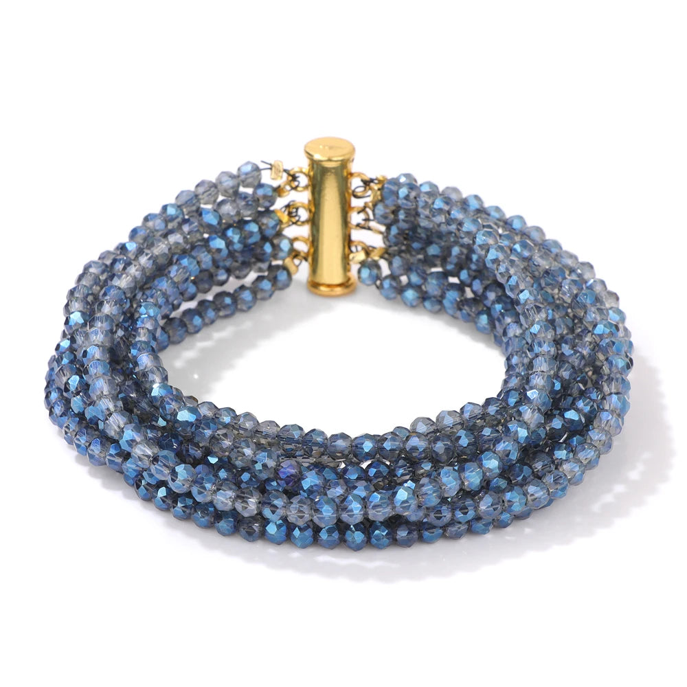Multi Strand Crystal Beads Bracelet
