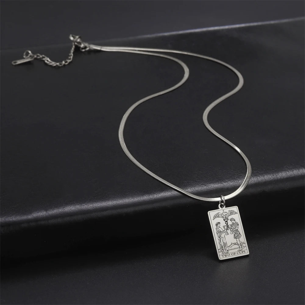 Tarot Card Pendant Snake Chain Necklace