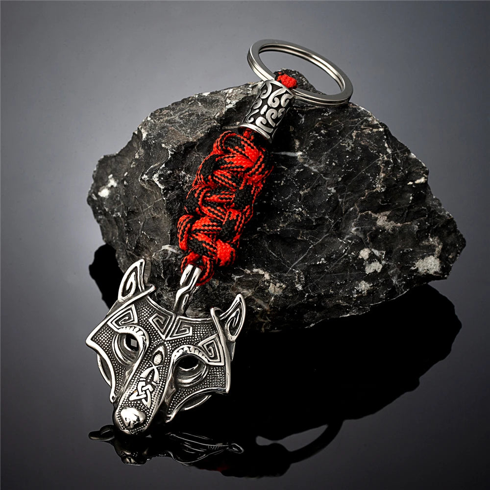 Viking Celtic Wolf Stainless Steel Keychain
