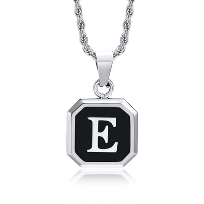 Necklace with a pendant featuring the letter 'E' on a white background
