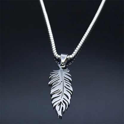 Boho Feather Pendant Chain Necklace