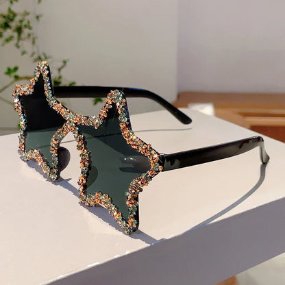 Rimless Rhinestone Star Sunglasses