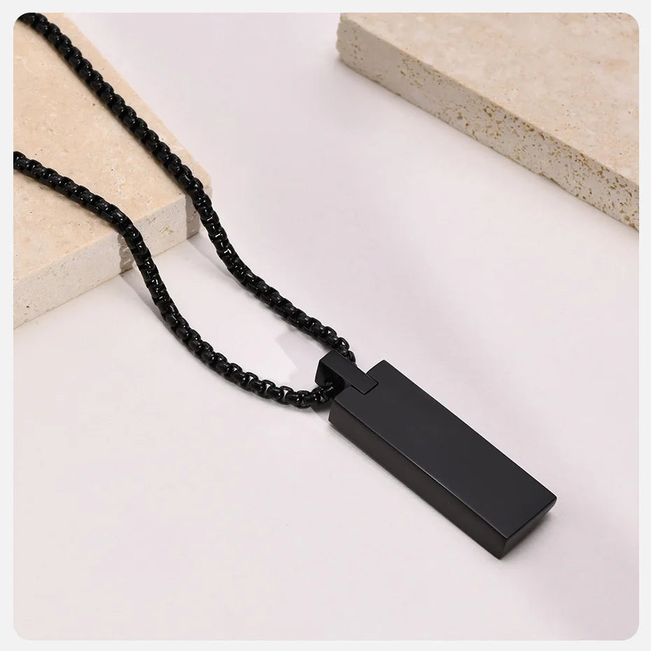 Geometric Rectangle Bar Pendant Necklace