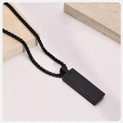Geometric Rectangle Bar Pendant Necklace