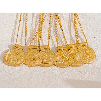Zodiac Gold Coin Pendant Necklace
