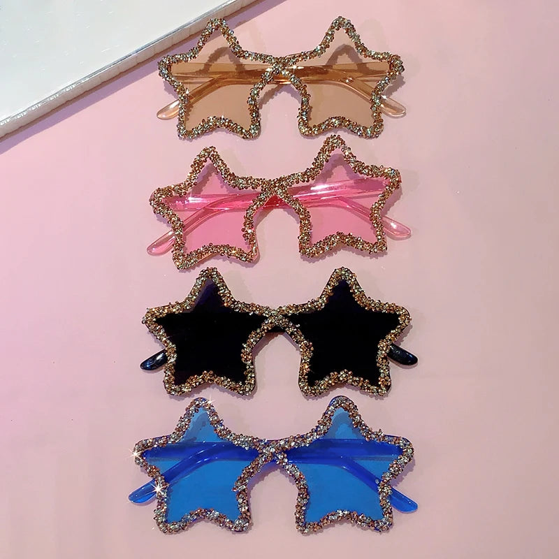Rimless Rhinestone Star Sunglasses