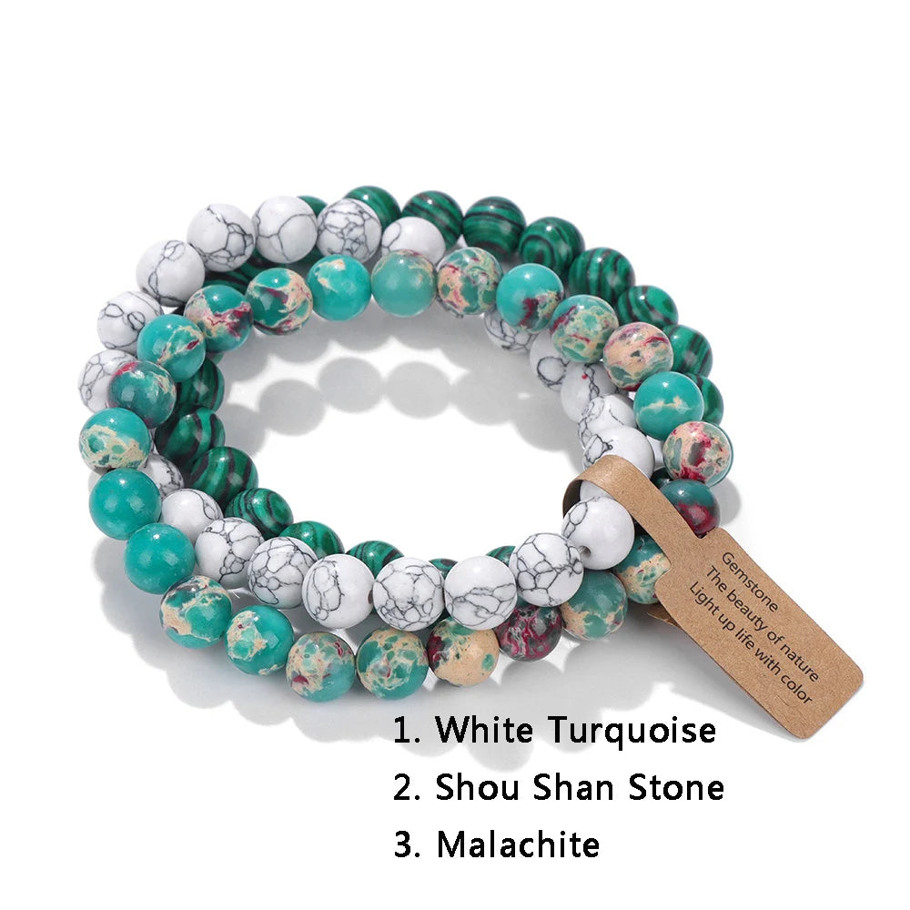 3Pcs Natural Stone Bracelet Set