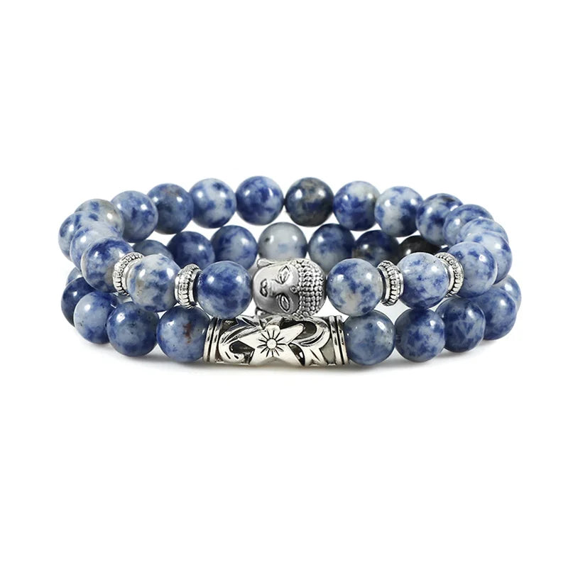 2pcs Set Natural Stone Charm Bracelet