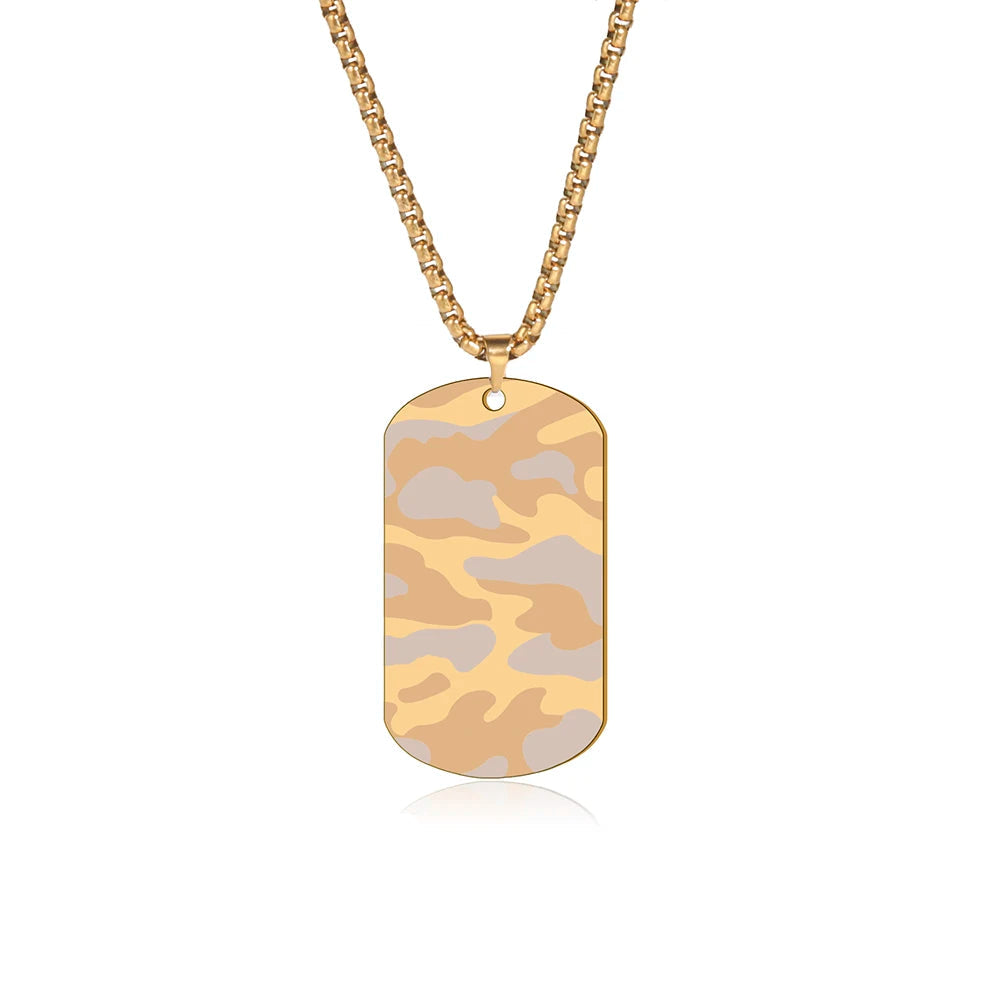 Camouflage Military Dog Tag Chain Necklace