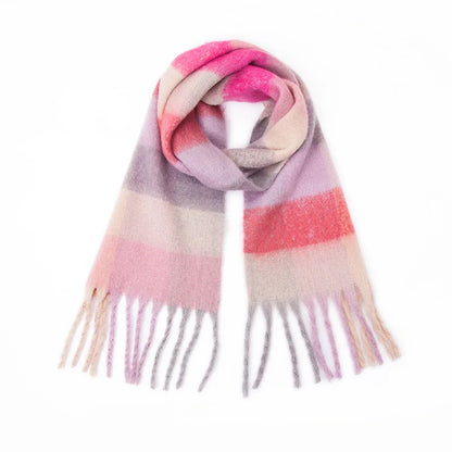 Large Colourful Check Pattern Shawl Scarf