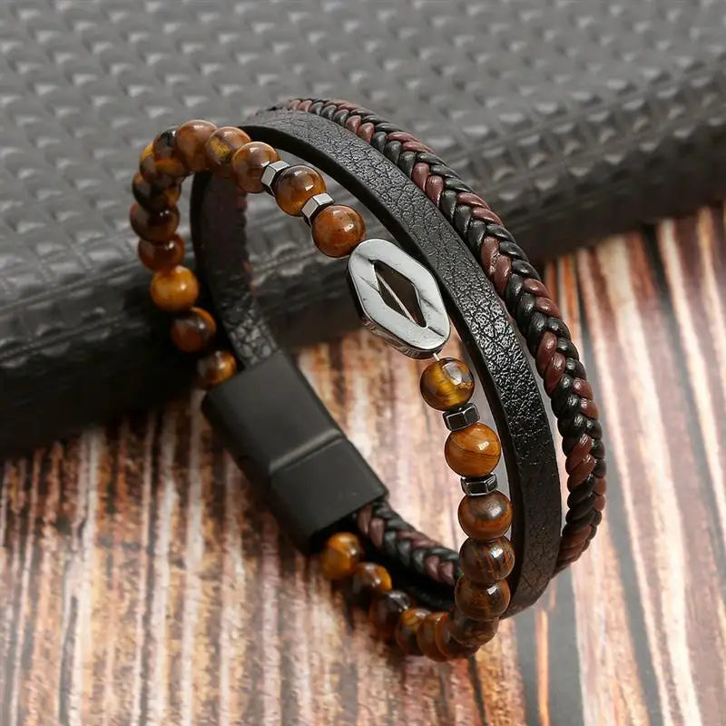 Fashion Strand Bead Leather Bracelet