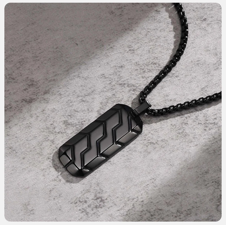 Tyre Pattern Military Army Style Dog Tag Pendant Necklace