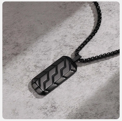 Tyre Pattern Military Army Style Dog Tag Pendant Necklace