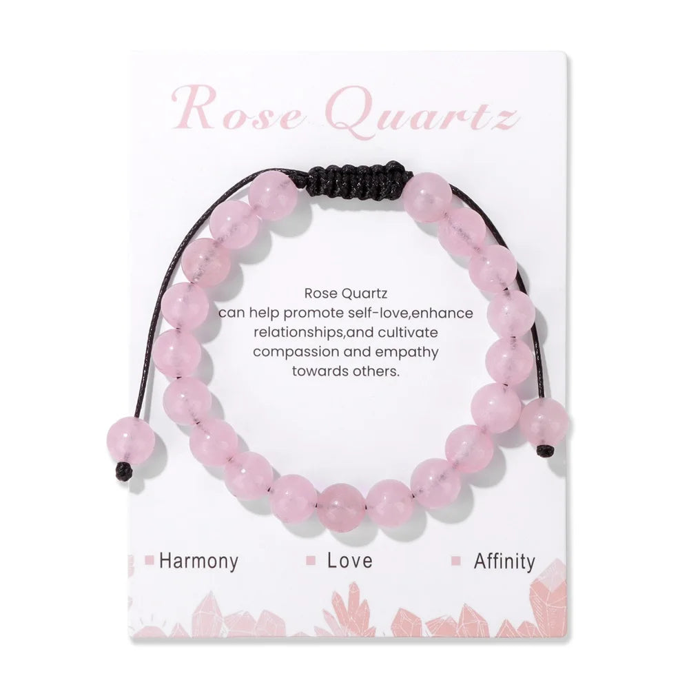 Natural Stone Beads Adjustable Bracelet with Card