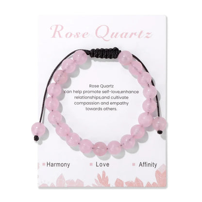 Natural Stone Beads Adjustable Bracelet with Card