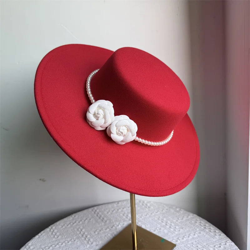 Wide Brim Roses French Fedora Hat