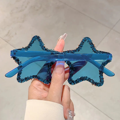 Rimless Rhinestone Star Sunglasses