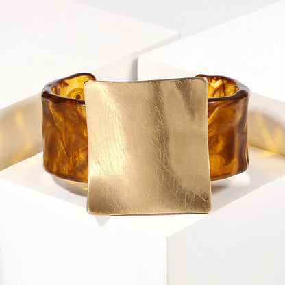 Geometric Matte Square Wide Cuff Bangle Bracelet